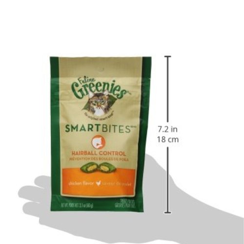 FELINE GREENIES SMARTBITES Hairball Control Cat Treats Chicken Fl...