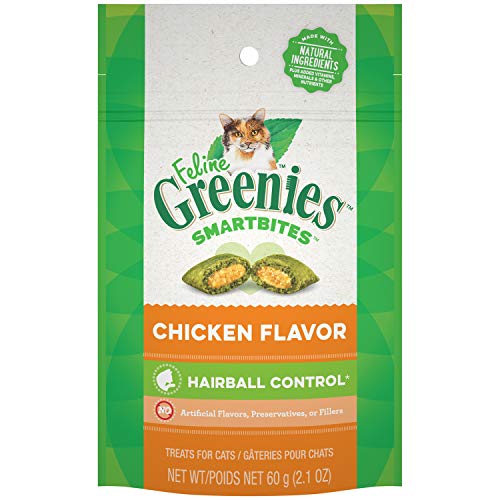 FELINE GREENIES SMARTBITES Hairball Control Cat Treats Chicken Fl...