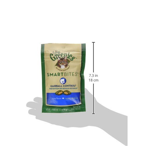 FELINE GREENIES SMARTBITES Hairball Control Crunchy and Soft Natu...