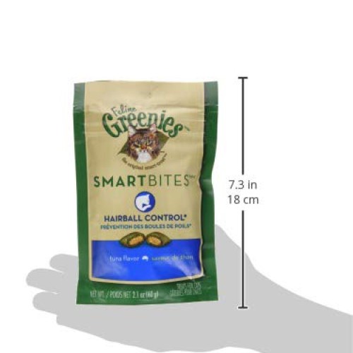 FELINE GREENIES SMARTBITES Hairball Control Crunchy and Soft Natu...