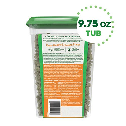 Greenies Feline Adult Dental Cat Treats, Oven Roasted Chicken Fla...