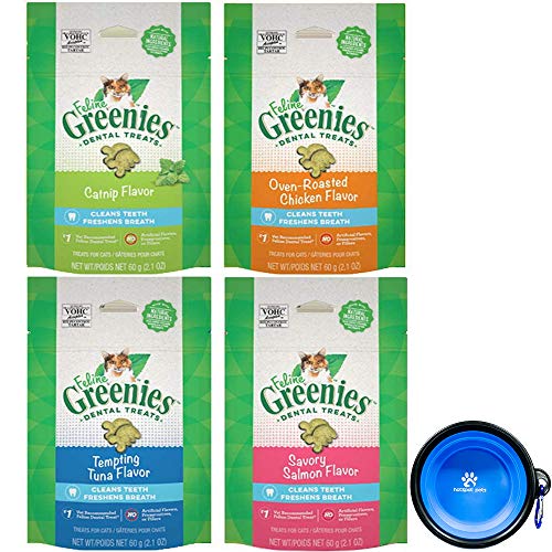 Greenies Feline Dental Treats for Cats 4 Pack Variety Bundle - Ch...