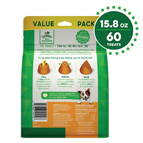 GREENIES PILL POCKETS Capsule Size Natural Dog Treats Chicken Fla...