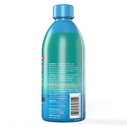 GUM-1802R Hydral Oral Rinse, Alcohol-Free Moisturizing Mint Mouth...