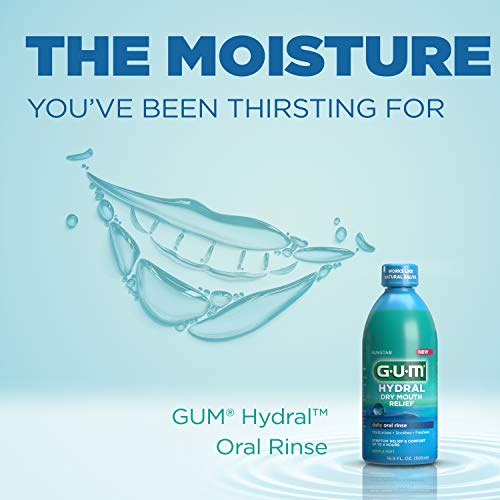 GUM-1802R Hydral Oral Rinse, Alcohol-Free Moisturizing Mint Mouth...