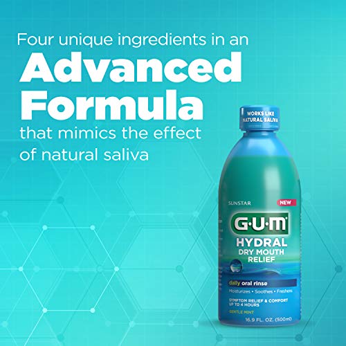 GUM-1802R Hydral Oral Rinse, Alcohol-Free Moisturizing Mint Mouth...