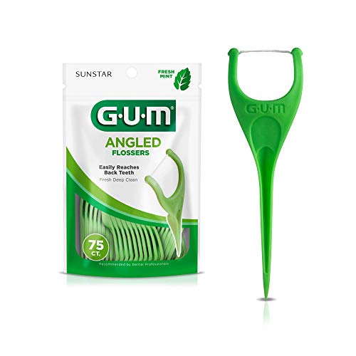 GUM - 898R4 Angled Flossers, Fresh Mint, 75 Count Pack of 4
