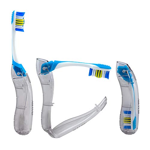 GUM Travel Toothbrush with Antibacterial Bristles, Folding Handle...