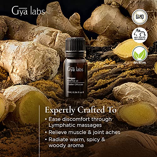 Gya Labs Ginger Essential Oil for Lymphatic Drainage Massage, Swe...