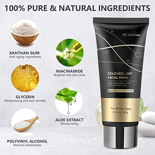 Blackhead Remover Mask, Gold Peel Off Face Mask, Gold Facial Mask...