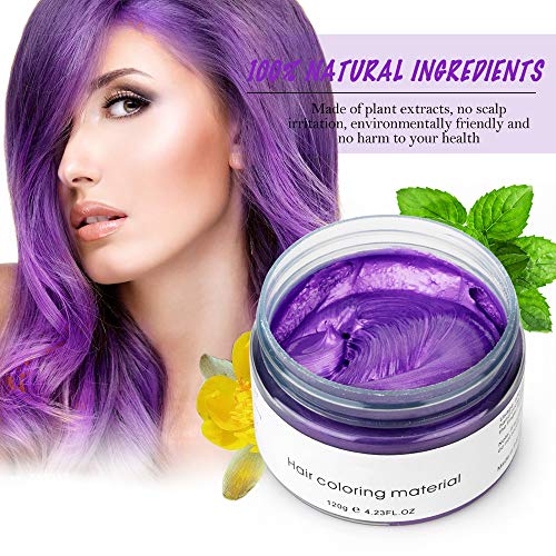 Hair Color Wax,Hair Wax 4.23 oz Purple Hair Dye Wax Hairstyle Pom...