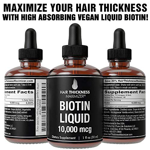 Liquid Biotin Drops for Hair Growth 10000mcg Extra Strength by Ha...