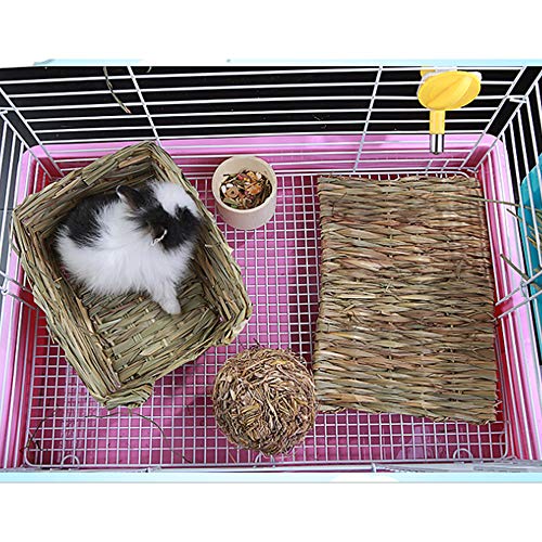 Grass Mat Woven Bed Mat for Small Animal Bunny Bedding Nest Chew ...