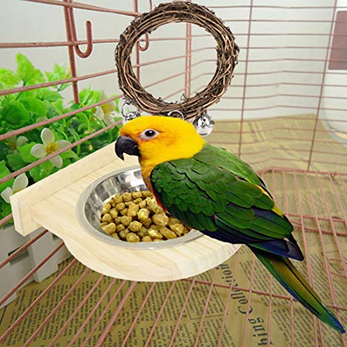 Hamiledyi Bird Feeding Bowl Stainless Steel-Clamp Holder Cage Bir...