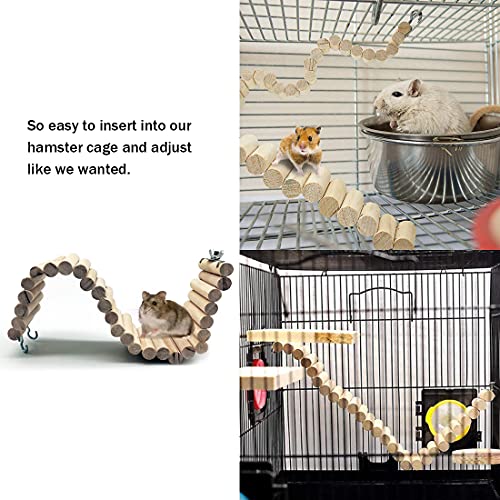 Hamiledyi Hamster Long Suspension Bridge,Natural Wooden Ladder Be...