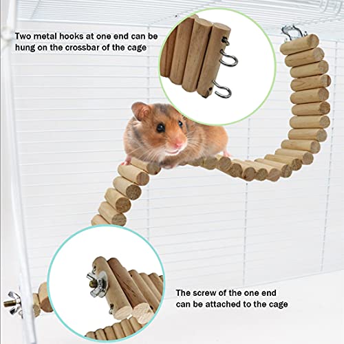 Hamiledyi Hamster Long Suspension Bridge,Natural Wooden Ladder Be...