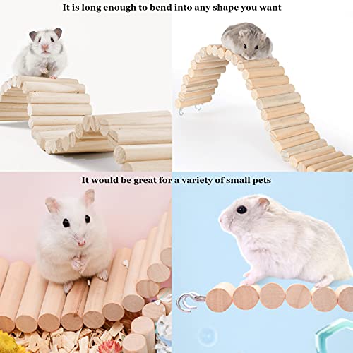Hamiledyi Hamster Long Suspension Bridge,Natural Wooden Ladder Be...