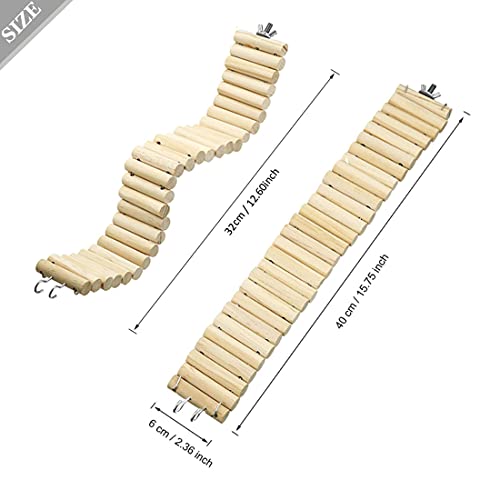 Hamiledyi Hamster Long Suspension Bridge,Natural Wooden Ladder Be...