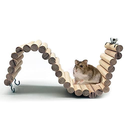 Hamiledyi Hamster Long Suspension Bridge,Natural Wooden Ladder Be...
