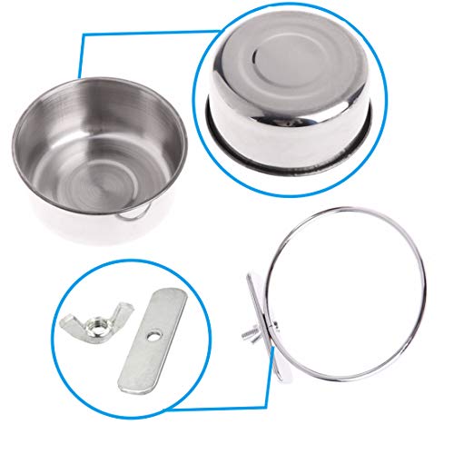 Hamiledyi Parrot Feeding Cup,Bird Food Dish Stainless Steel Bird ...