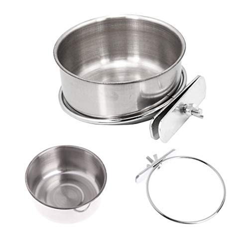 Hamiledyi Parrot Feeding Cup,Bird Food Dish Stainless Steel Bird ...