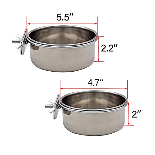 Hamiledyi Parrot Feeding Cup,Bird Food Dish Stainless Steel Bird ...