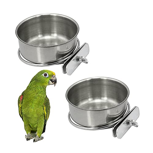 Hamiledyi Parrot Feeding Cup,Bird Food Dish Stainless Steel Bird ...