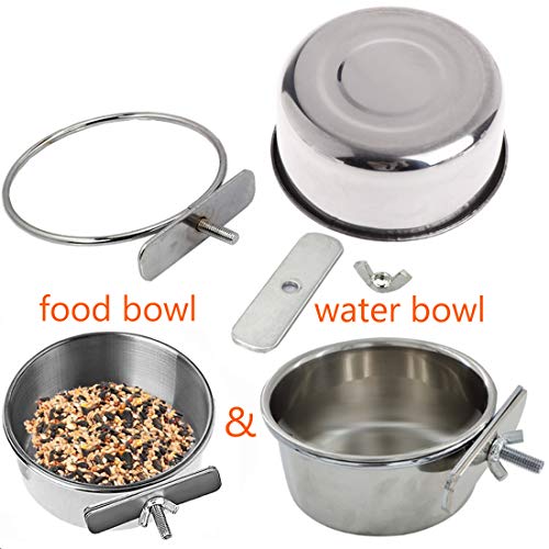 Hamiledyi Parrot Feeding Cups,Birds Food Dish Stainless Steel Par...
