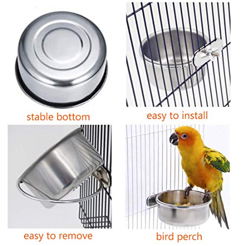 Hamiledyi Parrot Feeding Cups,Birds Food Dish Stainless Steel Par...