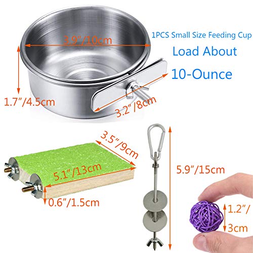 Hamiledyi Parrot Feeding Cups,Birds Food Dish Stainless Steel Par...