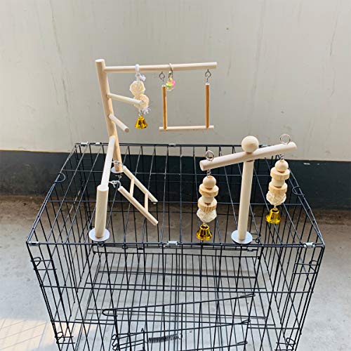 Hamiledyi Parrot Playground Parakeet Perches Outside Cage Bird Cl...