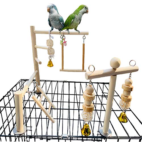 Hamiledyi Parrot Playground Parakeet Perches Outside Cage Bird Cl...