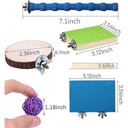 Parrot Perch Stand 12PCS Wood Bird Perch Stand Platform Paw Grind...