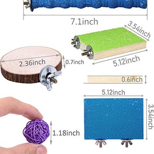 Parrot Perch Stand 12PCS Wood Bird Perch Stand Platform Paw Grind...
