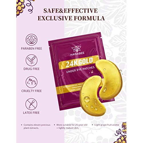 Retinol 24k Gold Under Eye Masks For Dark Circles And Puffiness A...