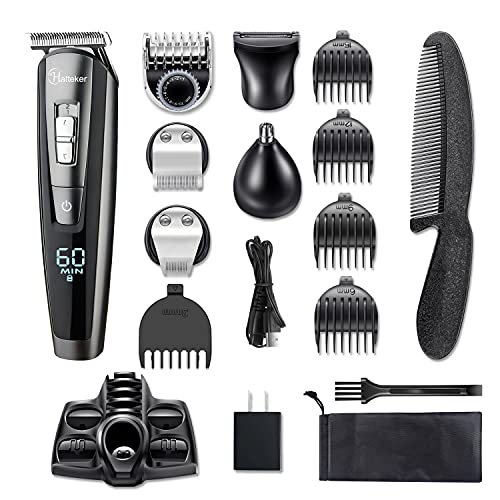 HATTEKER Hair Clipper Beard Trimmer Kit For Men Cordless Hair Mus...