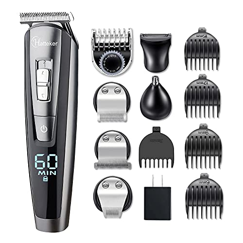 HATTEKER Hair Clipper Beard Trimmer Kit For Men Cordless Hair Mus...