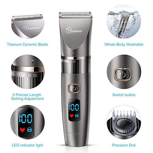 Hatteker Mens Beard Trimmer Cordless Hair Trimmer Hair Clipper De...