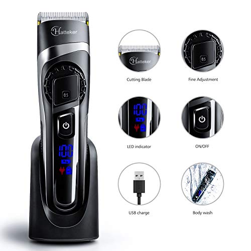 Hatteker Mens Beard Trimmer Hair Clipper Hair Trimmer Cordless Gr...