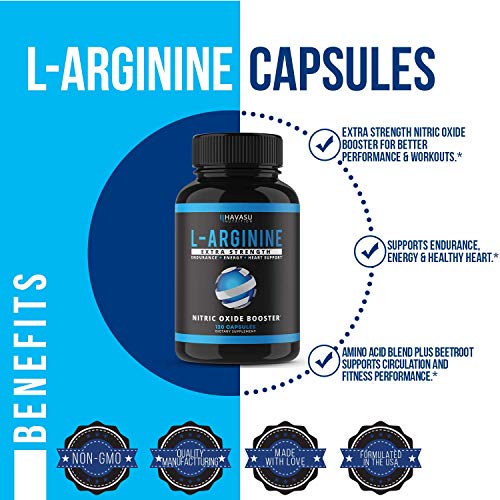 Havasu Nutrition L-Arginine Extra Strength Capsules - Nitric Oxid...