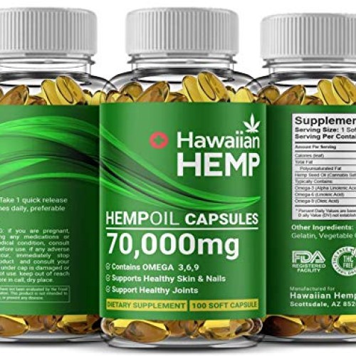 Premium Hawaiian Hemp Oil Capsules - 70,000 MG Per Bottle - Natur...