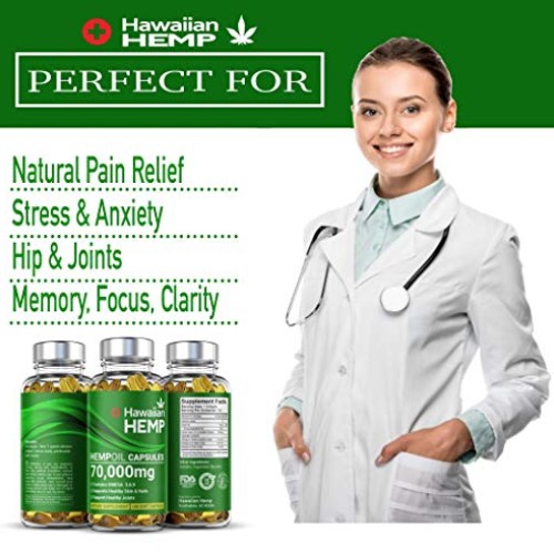 Premium Hawaiian Hemp Oil Capsules - 70,000 MG Per Bottle - Natur...