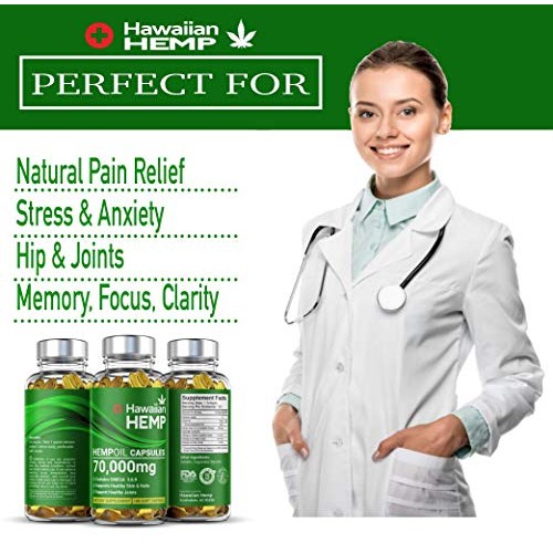 Premium Hawaiian Hemp Oil Capsules - 70,000 MG Per Bottle - Natur...