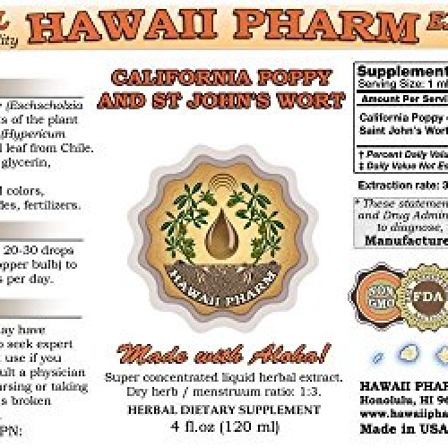California Poppy and St Johns Wort Liquid Extract, Organic Calif...