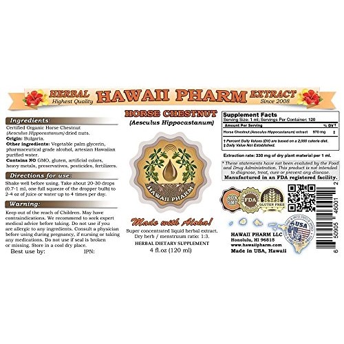 Horse Chestnut Liquid Extract, Organic Horse Chestnut Aesculus h...