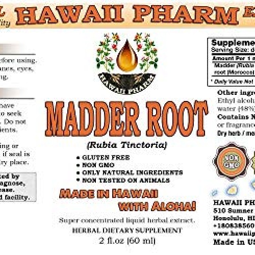 Madder Root Liquid Extract, Madder Root Rubia Tinctoria Dried R...
