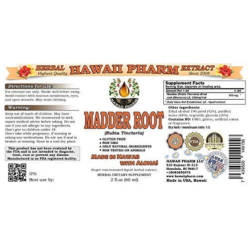 Madder Root Liquid Extract, Madder Root Rubia Tinctoria Dried R...