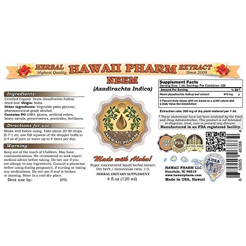 Neem Liquid Extract, Organic Neem Azadirachta Indica Tincture 2...