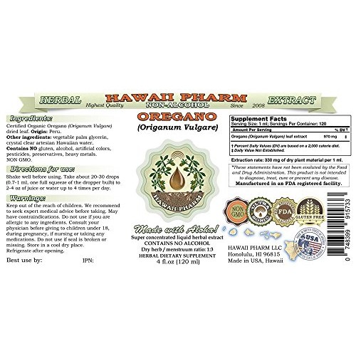 Oregano Alcohol-Free Liquid Extract, Organic Oregano Origanum vu...