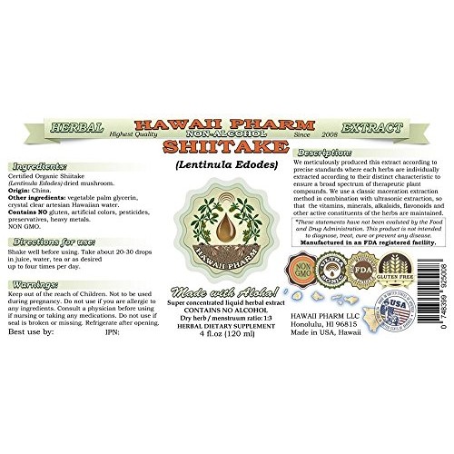 Shiitake Alcohol-Free Liquid Extract, Organic Shiitake Lentinula...